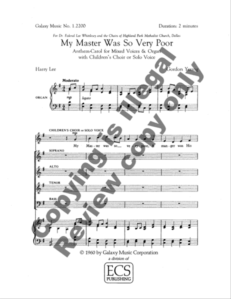 My Master Was So Very Poor 4-Part scores gallery preview page 3