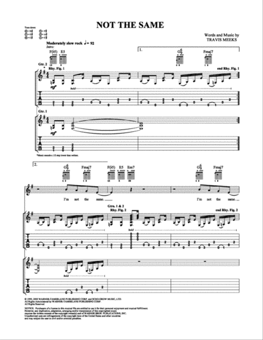 Not The Same Electric Guitar scores gallery preview page 1