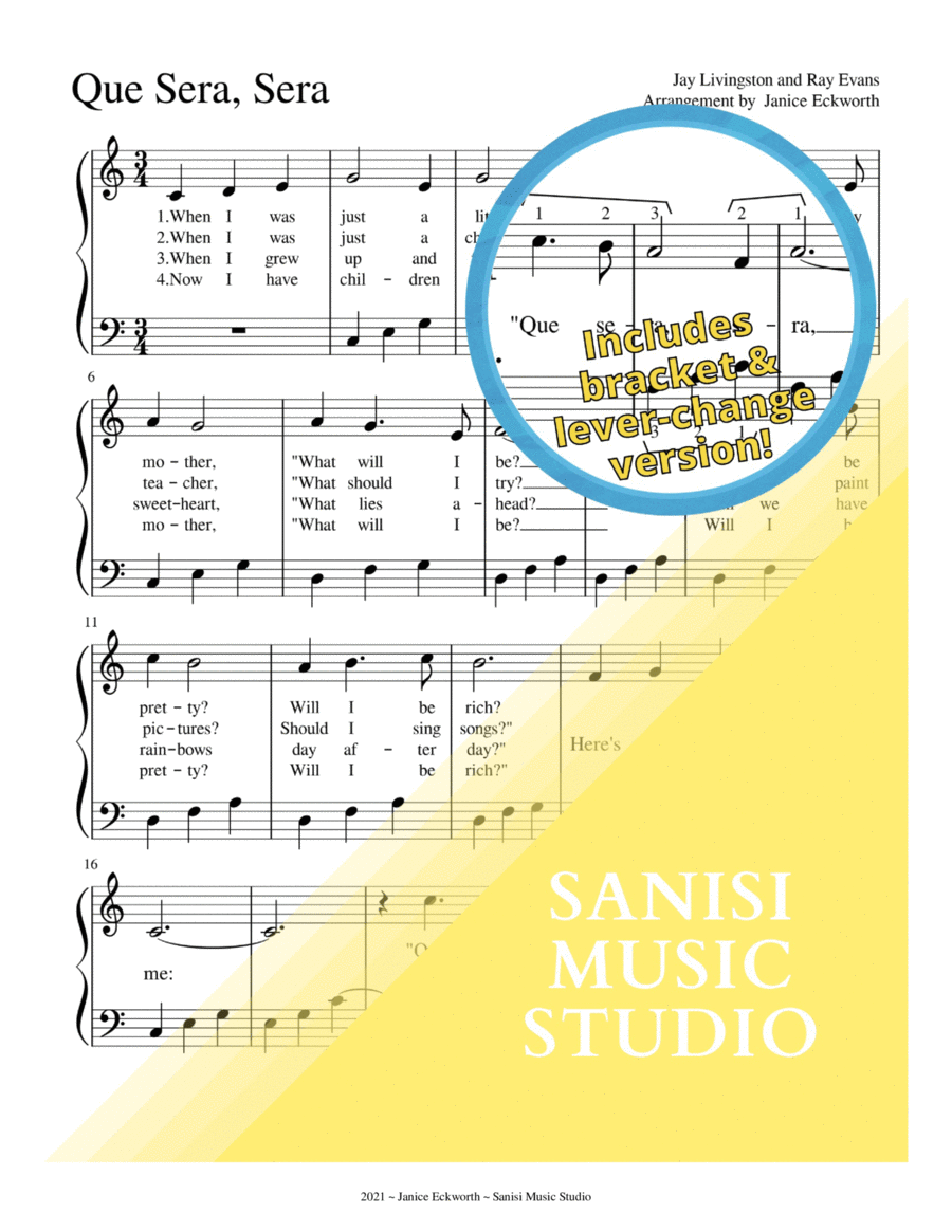 Que Sera, Sera (whatever Will Be, Will Be) Harp scores gallery preview page 1