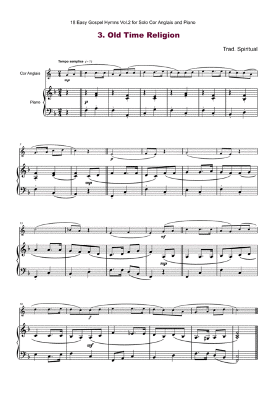 18 Gospel Hymns Vol.2 for Solo Cor Anglais and Piano English Horn scores gallery preview page 6