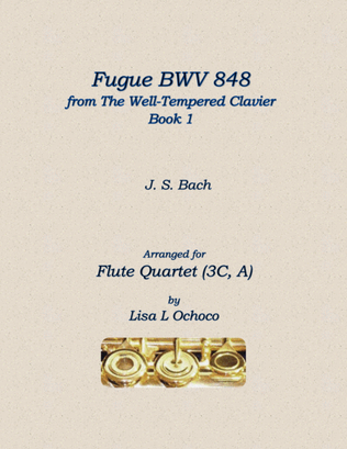 Fugue BWV 848 from The Well-Tempered Clavier, Book 1 for Flute Quartet (3C, A)