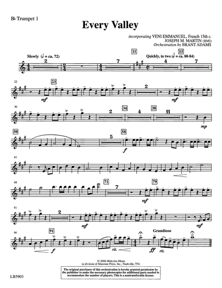 Every Valley (from The Winter Rose) (arr. Brant Adams) - Bb Trumpet 1
