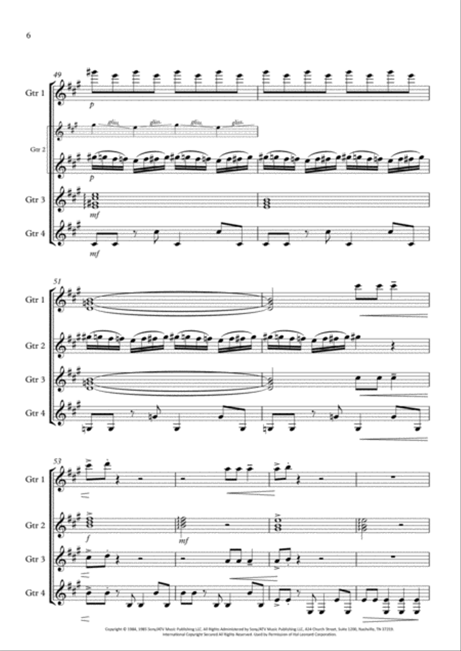 Take On Me Guitar Ensemble scores gallery preview page 6