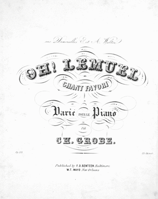Book cover for Oh! Lemuel. Chant Favori. Varie Pour le Piano