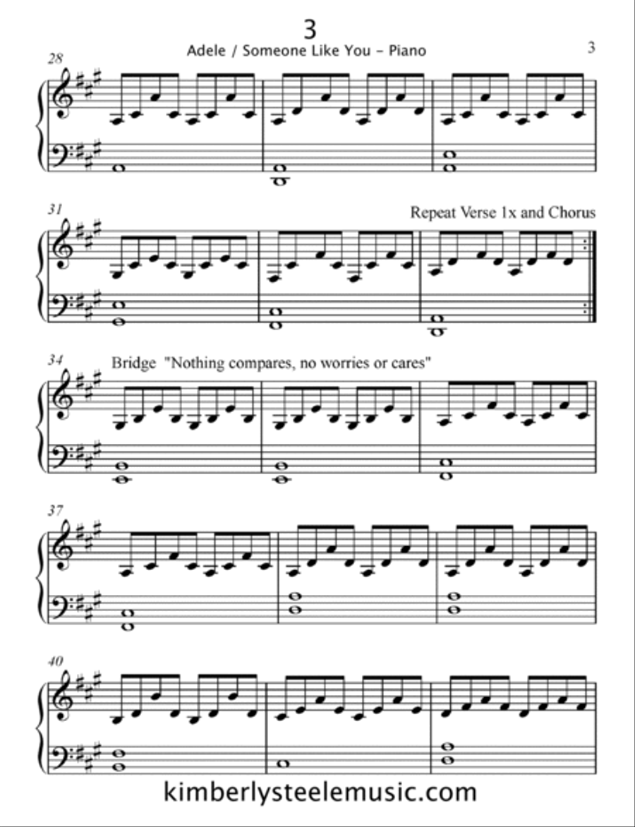 Someone Like You Piano Solo scores gallery preview page 3