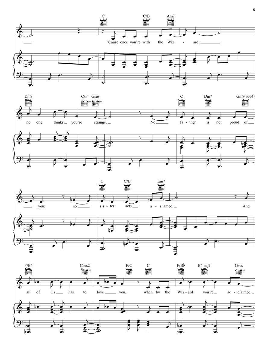 The Wizard And I (from Wicked) Piano, Vocal, Guitar scores gallery preview page 5