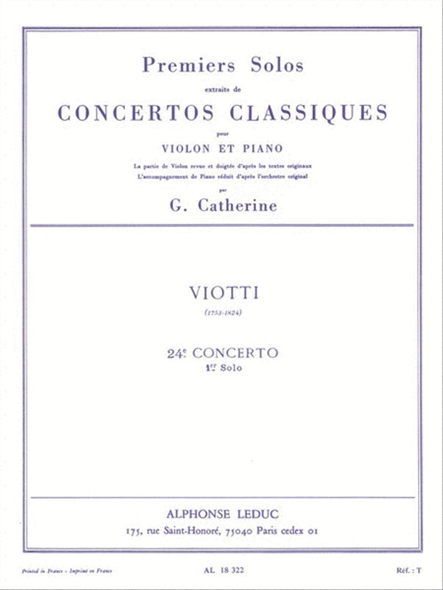 Premier Solos Concertos Classiques - Concerto No. 24, Solo No. 1 Violin Solo scores gallery preview page 1