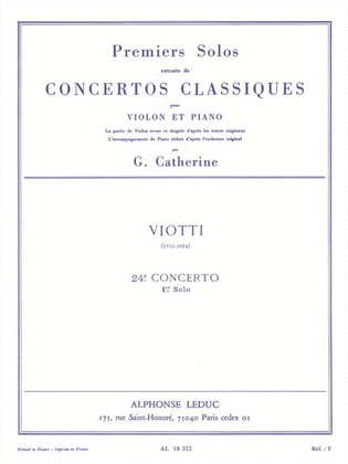 Book cover for Premier Solos Concertos Classiques - Concerto No. 24, Solo No. 1