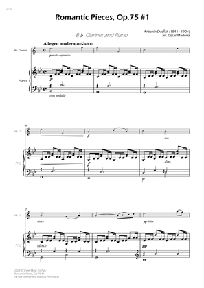 Book cover for Romantic Pieces, Op.75 (1st mov.) - Bb Clarinet and Piano (Full Score)