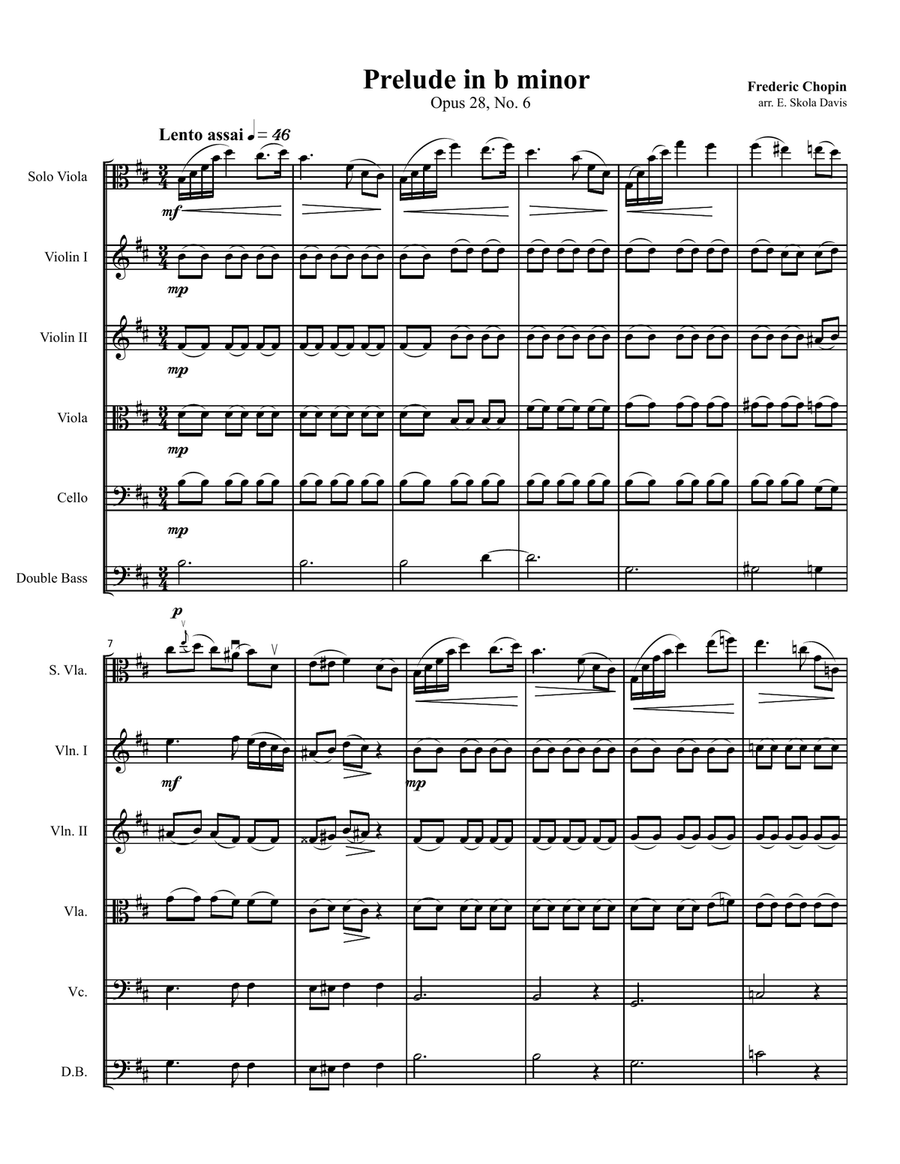 Chopin Prelude in b minor String Orchestra scores gallery preview page 1