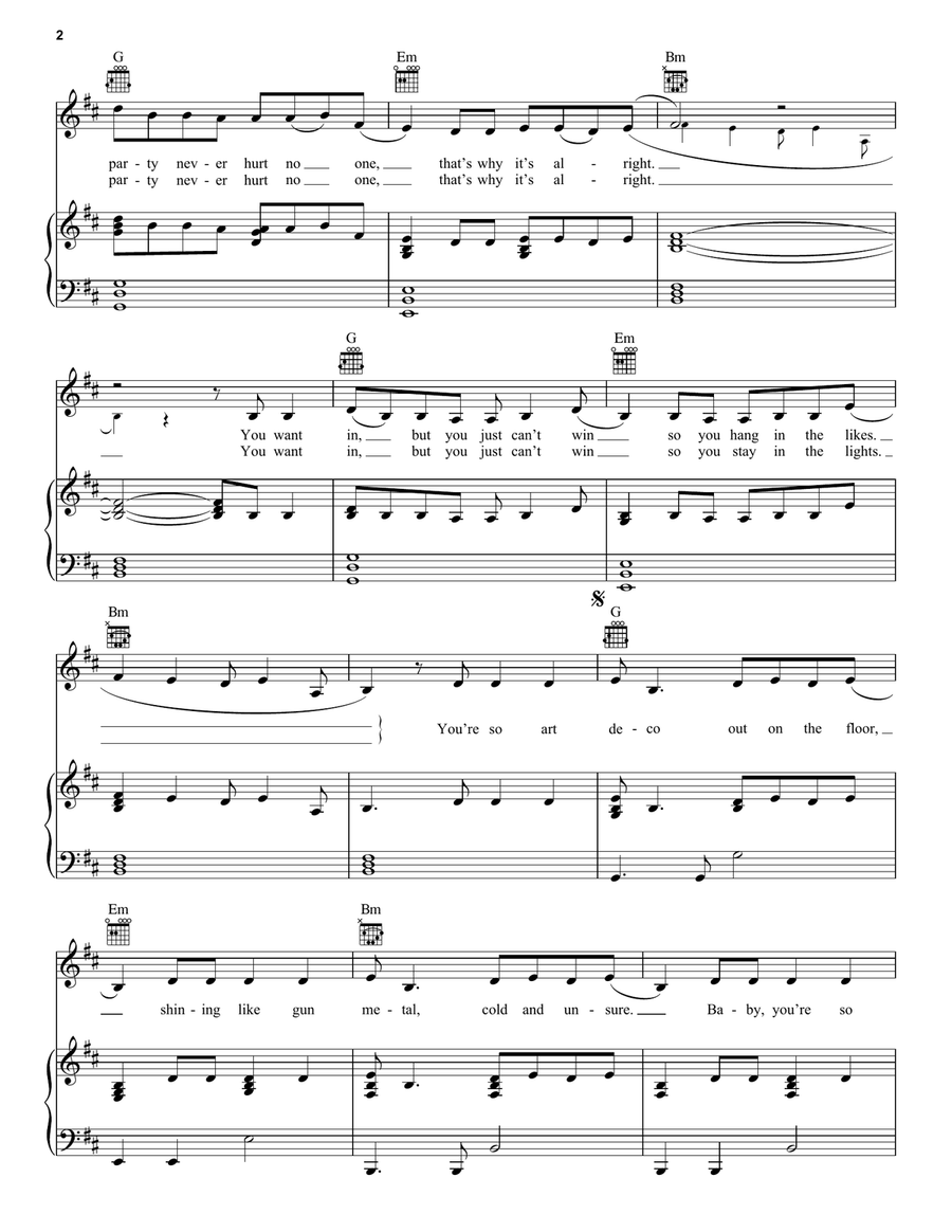 Art Deco Piano, Vocal, Guitar scores gallery preview page 2