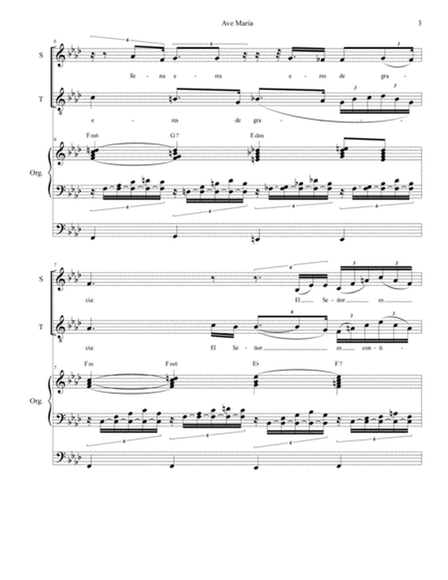 Ave Maria (Spanish Lyrics - Duet for Soprano & Tenor Solo - Medium Key - Organ) image number null