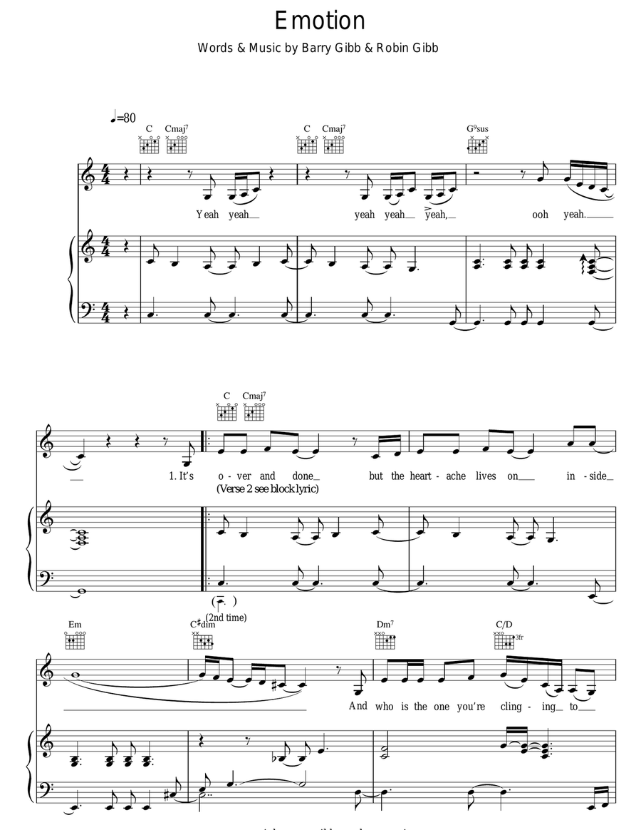 Emotion Piano, Vocal scores gallery preview page 1