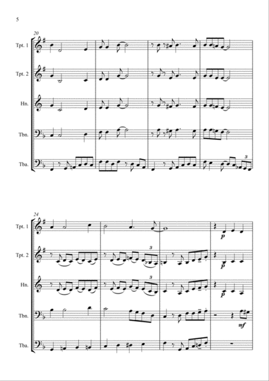 Down by the Riverside - Jazz Arrangement for Brass Quintet Brass Quintet scores gallery preview page 6