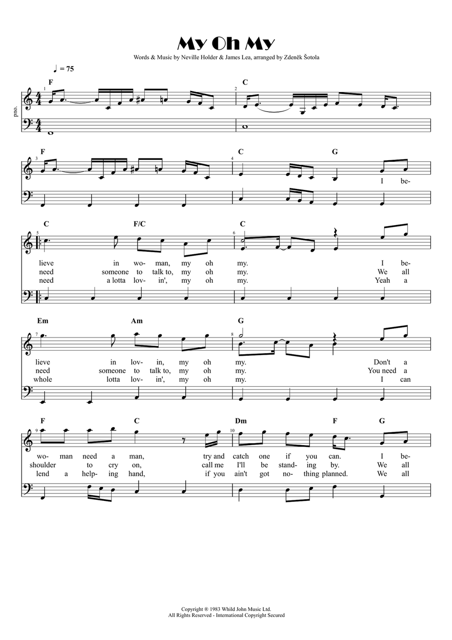 My Oh My Piano Solo scores gallery preview page 2