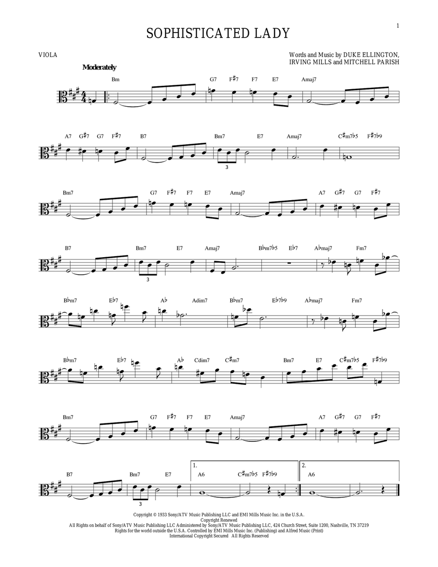 Sophisticated Lady Sophisticated Lady Viola Solo scores gallery preview page 1