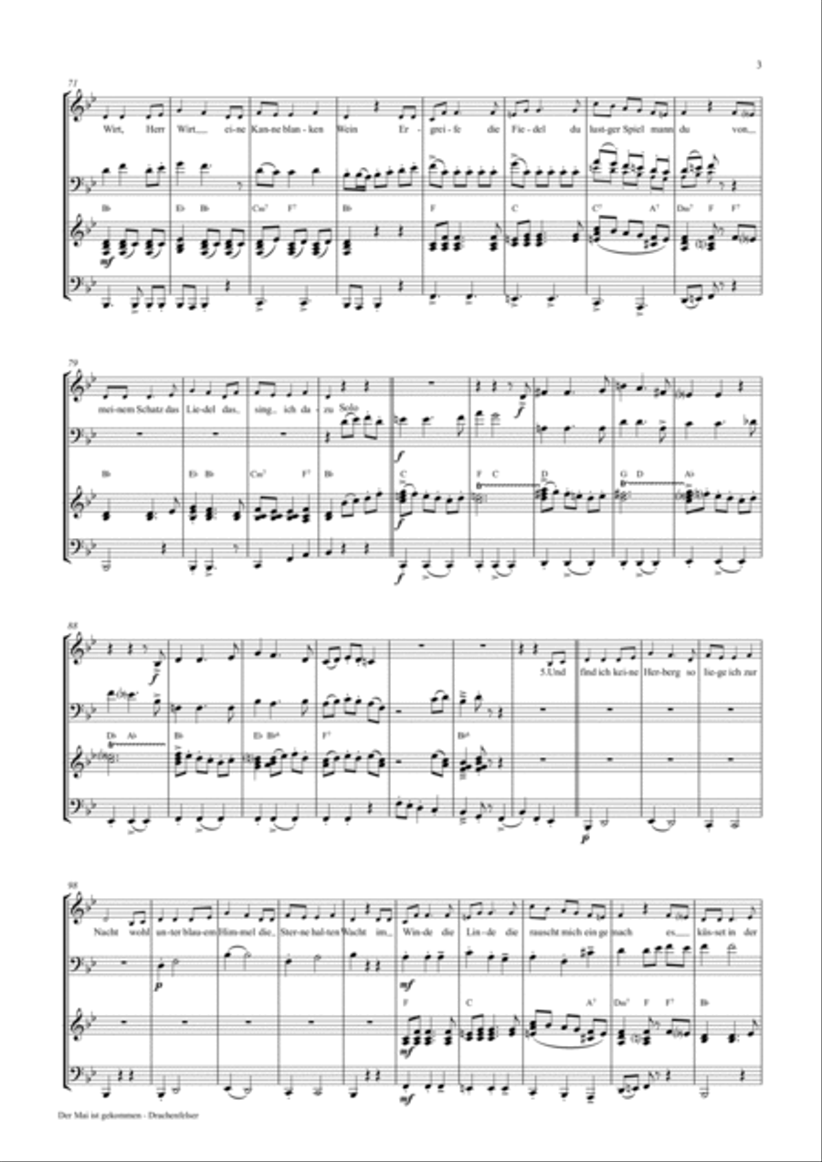 Der Mai ist gekommen - Quartet – Bavarian style – bugle, baritone horn, tuba, accordion Baritone Horn scores gallery preview page 3