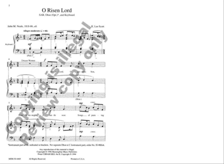 O Risen Lord O Risen Lord 3-Part scores gallery preview page 2