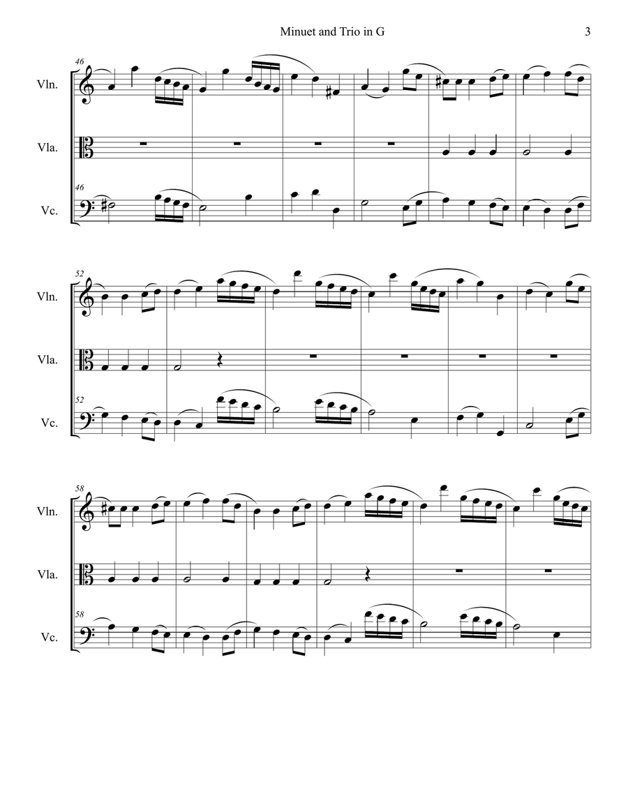 Minuet and Trio in G String Trio scores gallery preview page 4