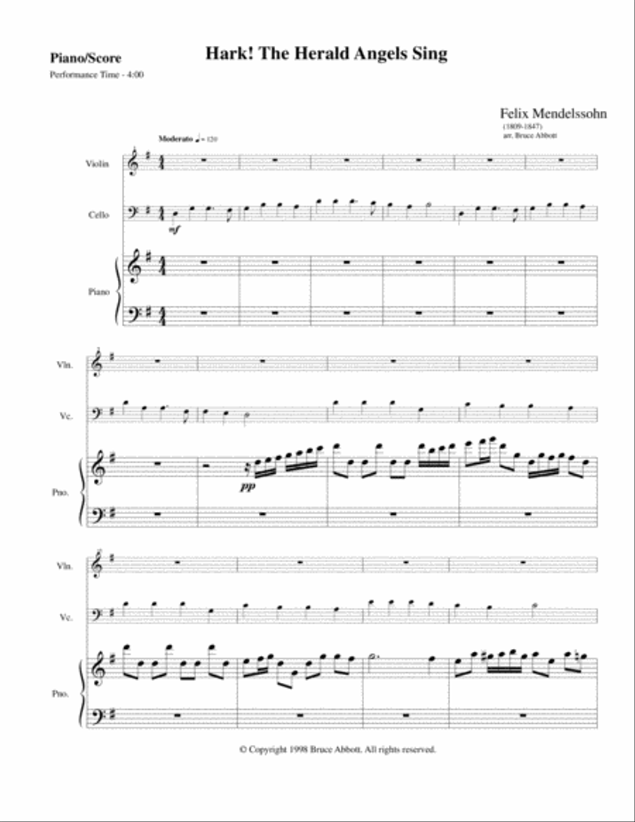 Hark! The Herald Angels Sing Piano Trio scores gallery preview page 1