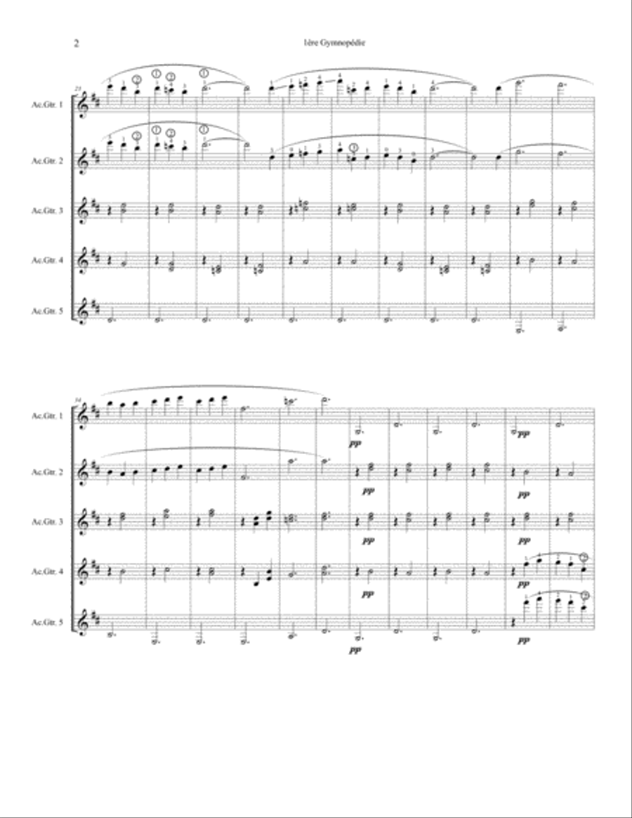 1ère Gymnopédie - 5 Guitar Version Small Ensemble scores gallery preview page 3