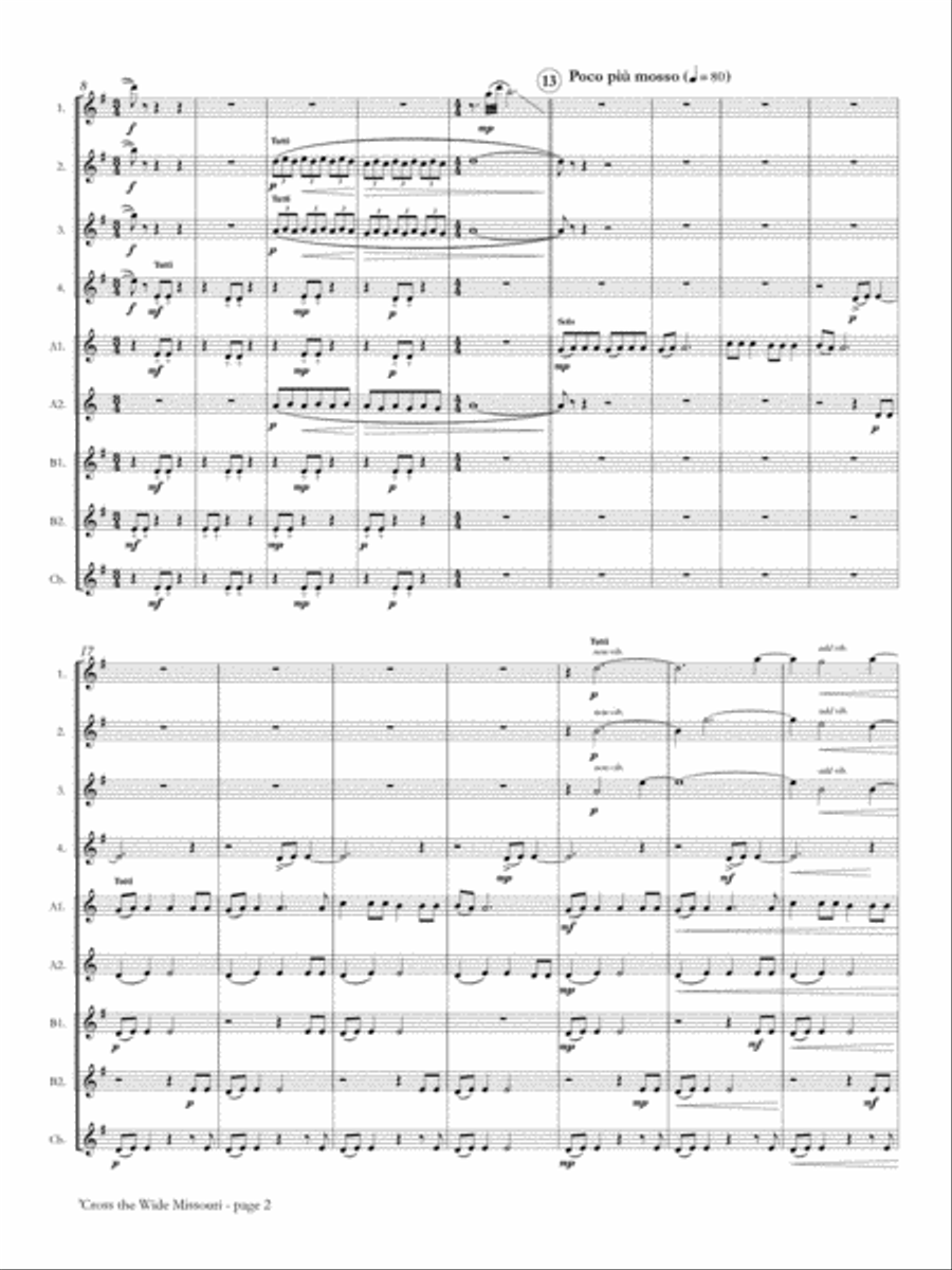 Cross the Wide Missouri for Flute Choir Flute Choir scores gallery preview page 3