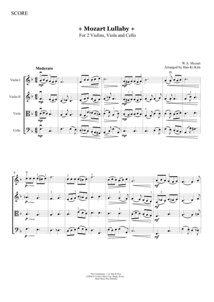 Mozart Lullaby (For String Quartet) image number null