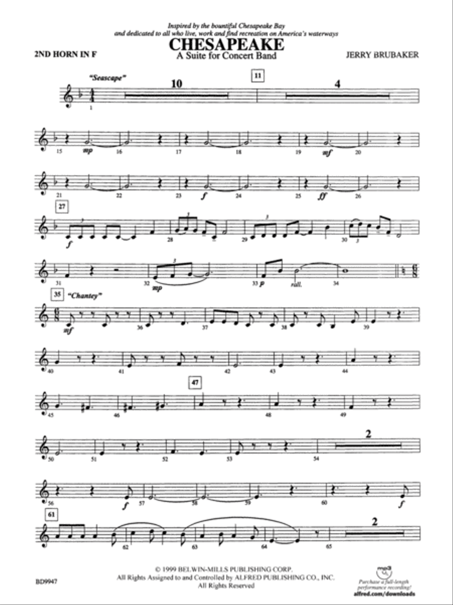 Chesapeake: 2nd F Horn Concert Band scores gallery preview page 1