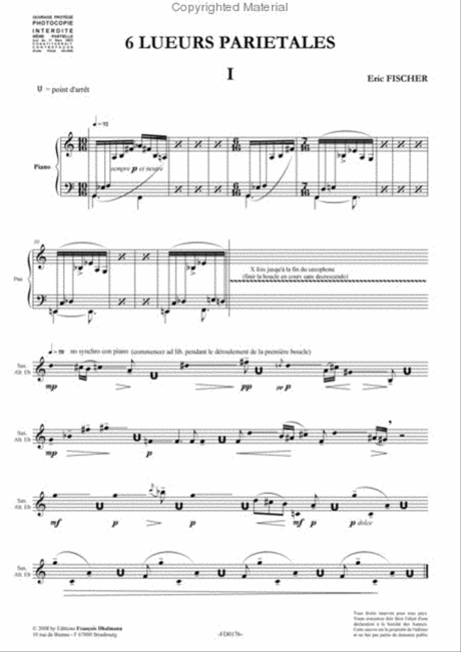 Six lueurs pariétales Piano scores gallery preview page 2