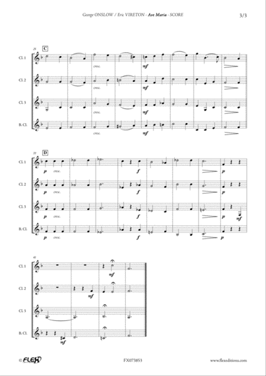 Ave Maria Ave Maria Clarinet Quartet scores gallery preview page 3