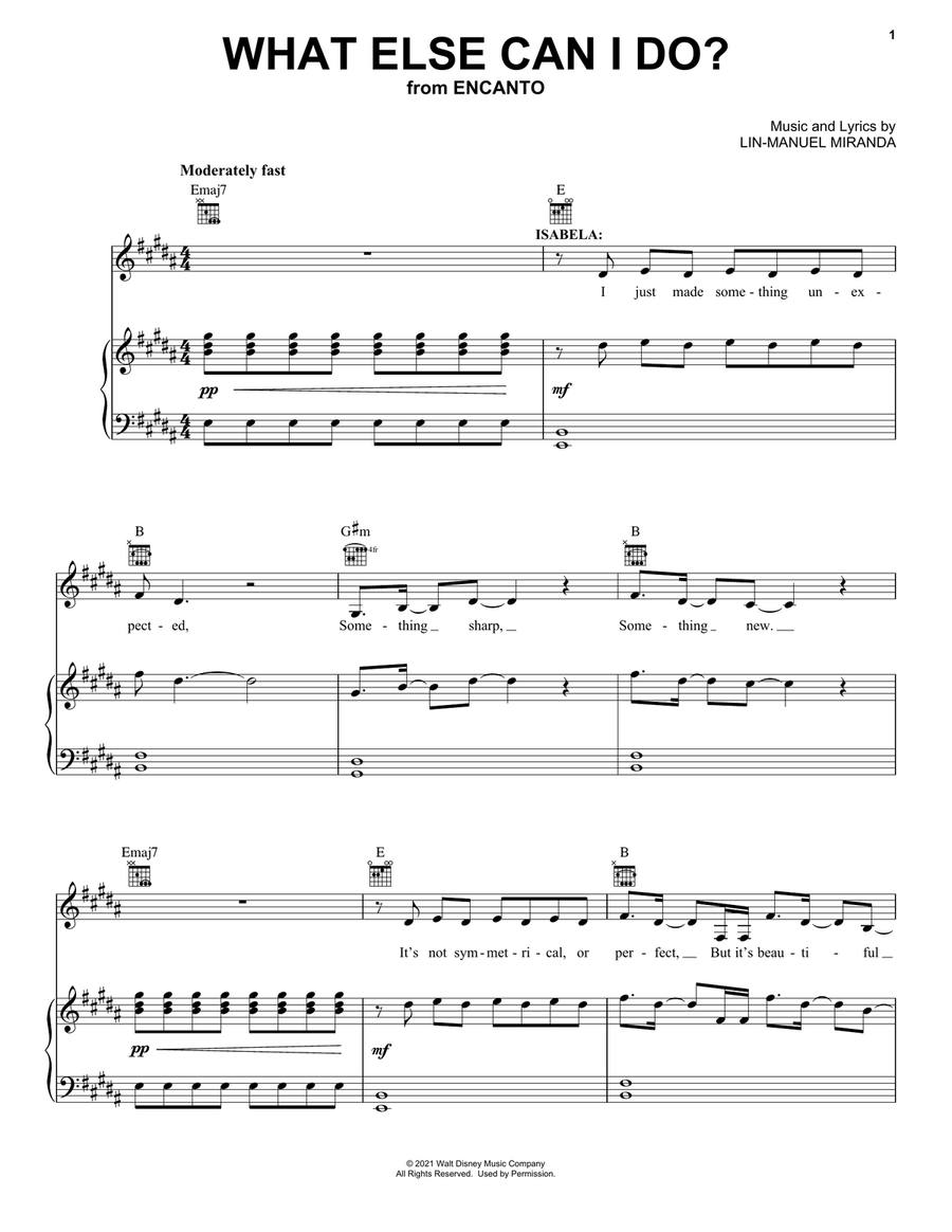 What Else Can I Do? (from Encanto) Piano, Vocal, Guitar scores gallery preview page 1