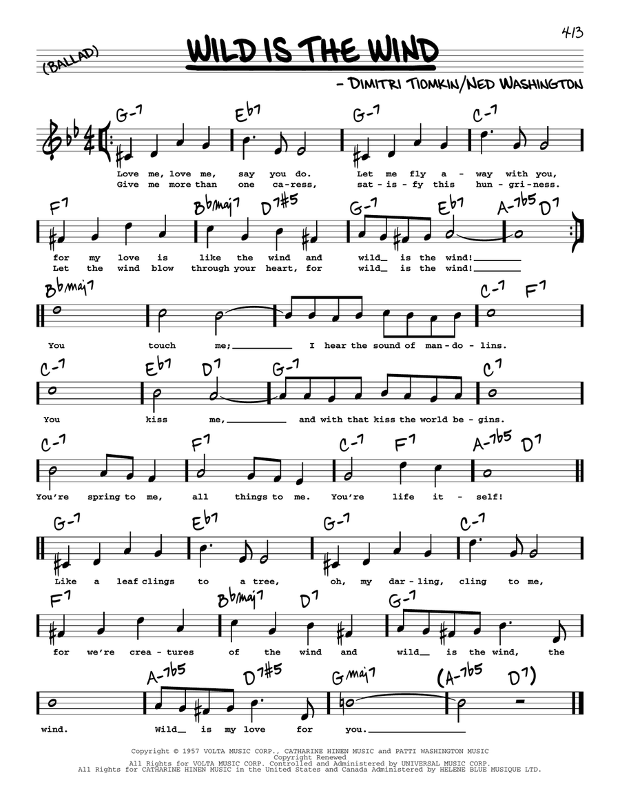 Wild Is The Wind (High Voice) High Voice scores gallery preview page 1
