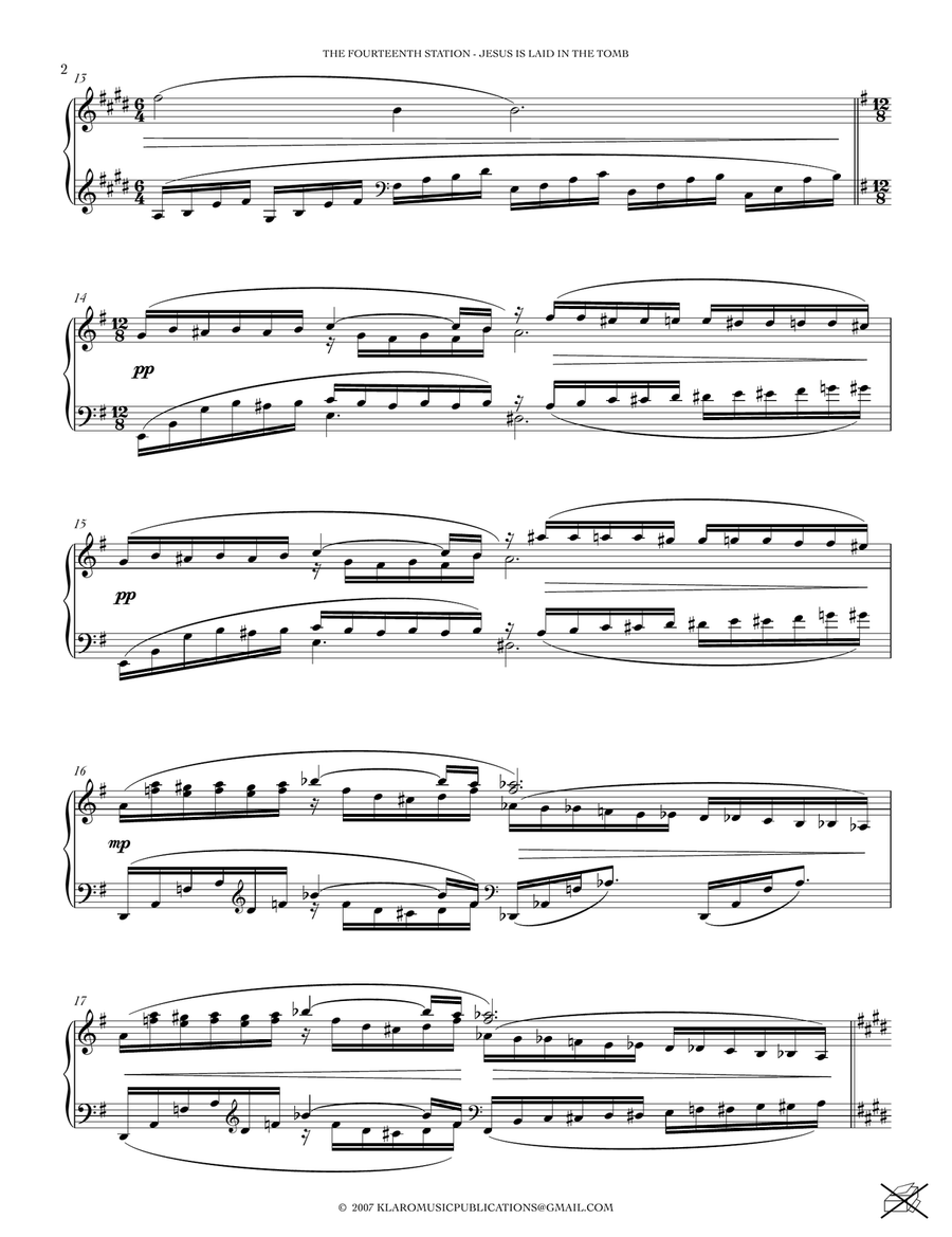 THE FOURTEENTH STATION OF THE CROSS - JESUS IS LAID IN THE TOMB Piano Solo scores gallery preview page 2