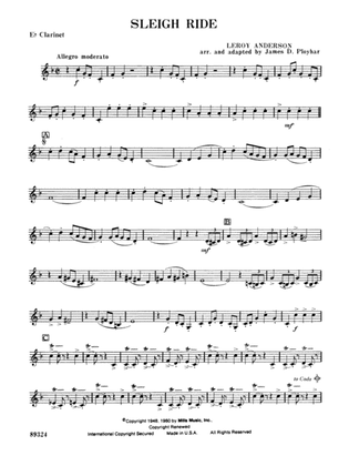 Book cover for Sleigh Ride: E-flat Soprano Clarinet
