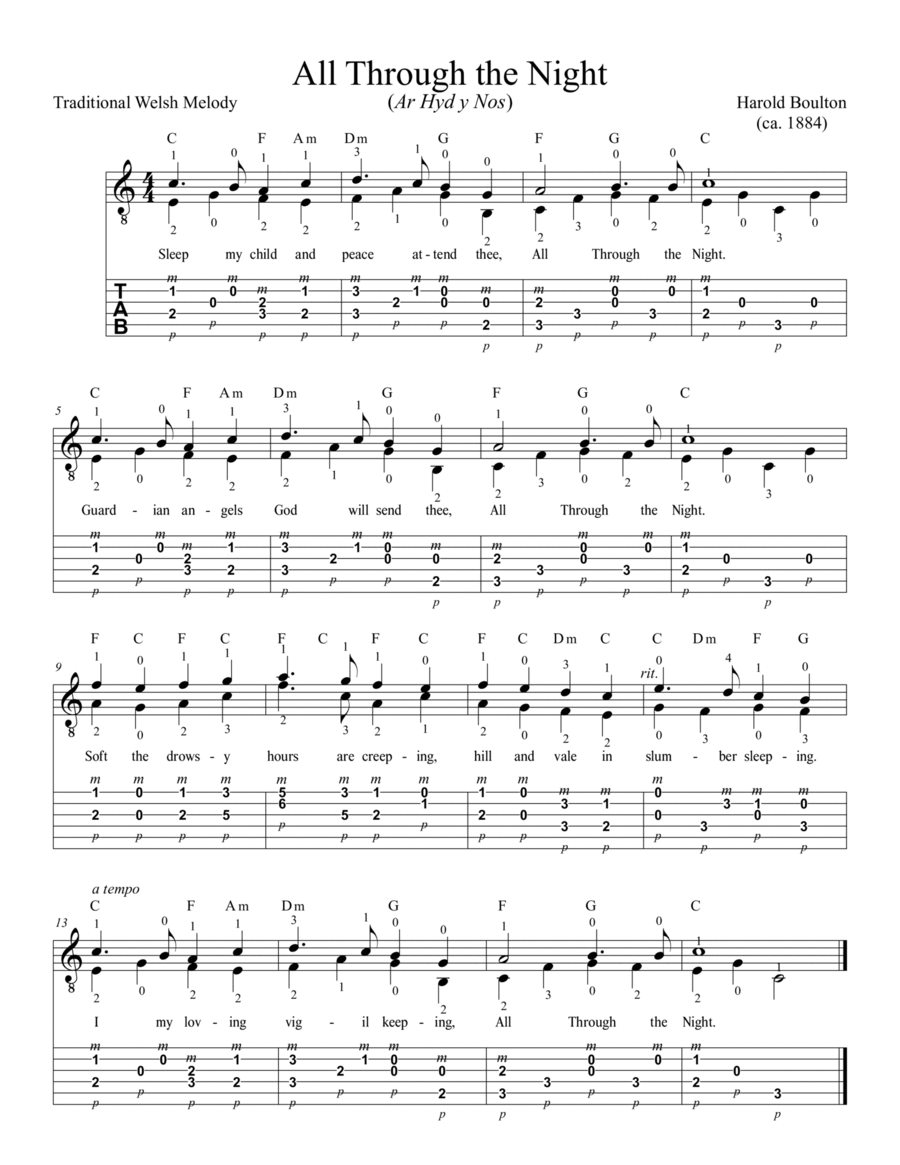 All Through the Night Acoustic Guitar scores gallery preview page 1