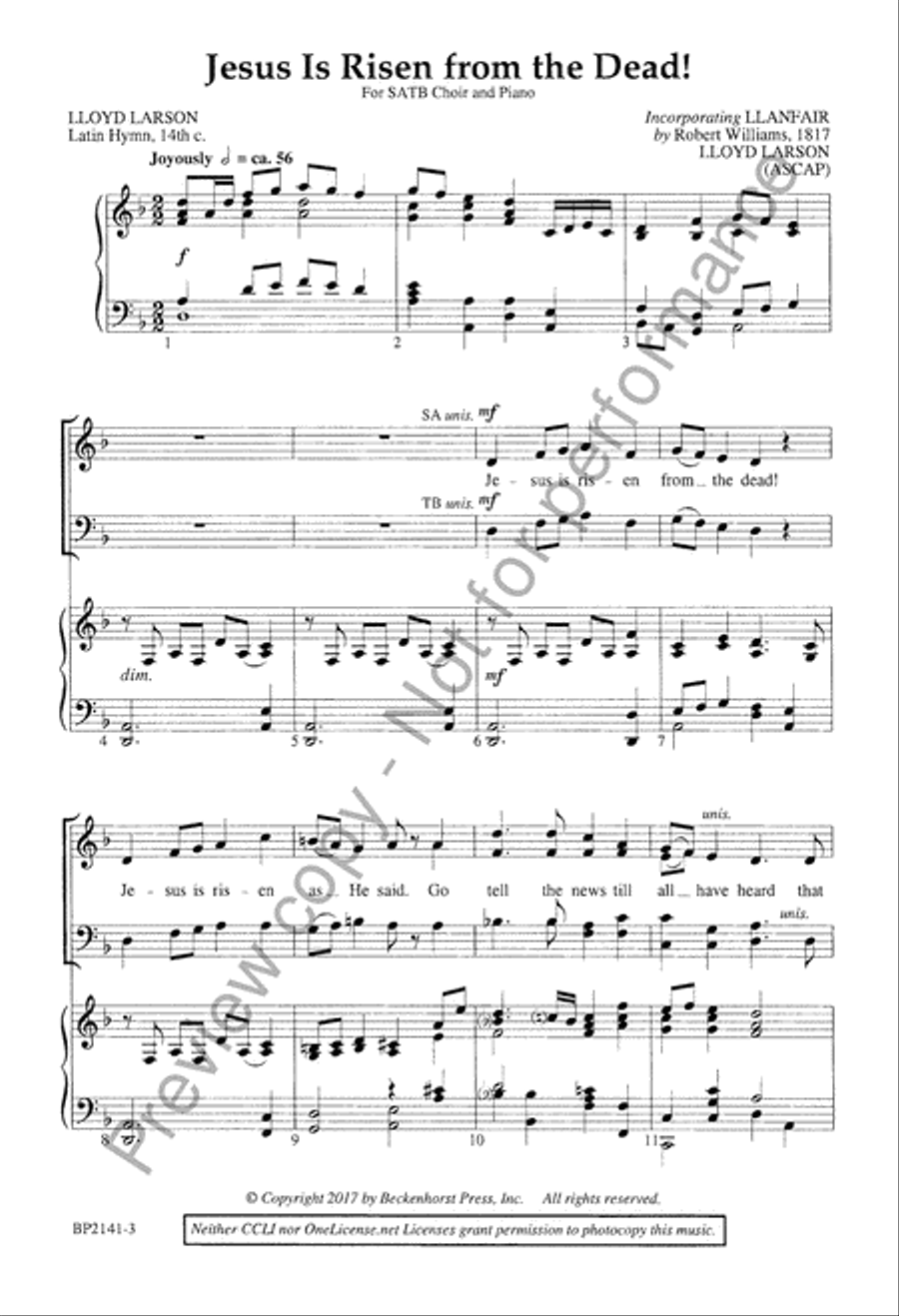 Jesus Is Risen from the Dead! 4-Part scores gallery preview page 4