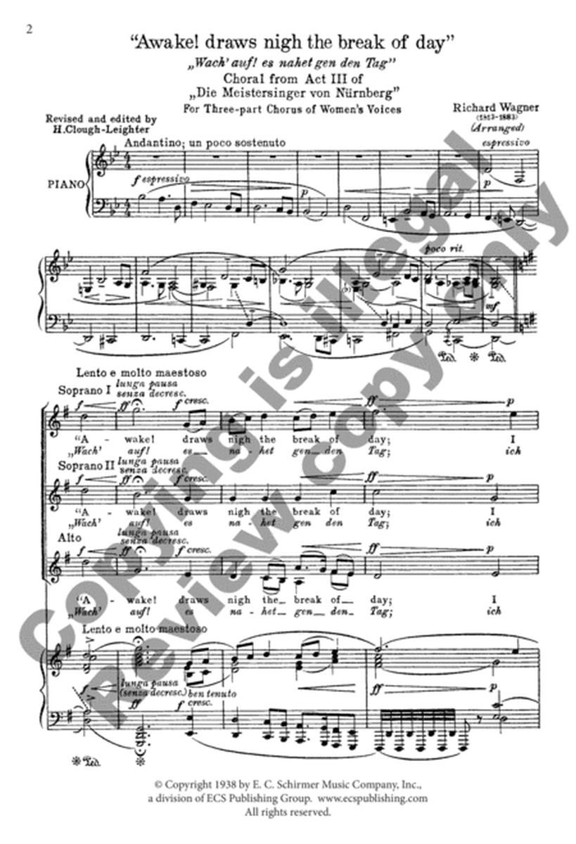 Die Meistersinger von Nurnberg: Wach' auf! (Awake! Draws Nigh)
