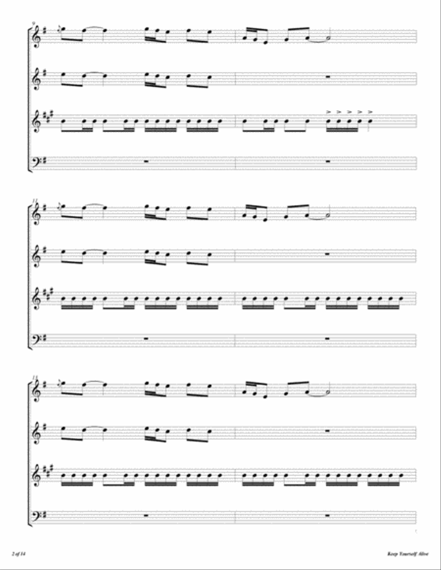 Keep Yourself Alive Woodwind Quartet scores gallery preview page 3