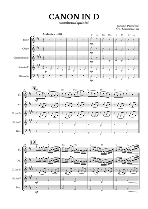 Canon in D for Woodwind Quintet with chords