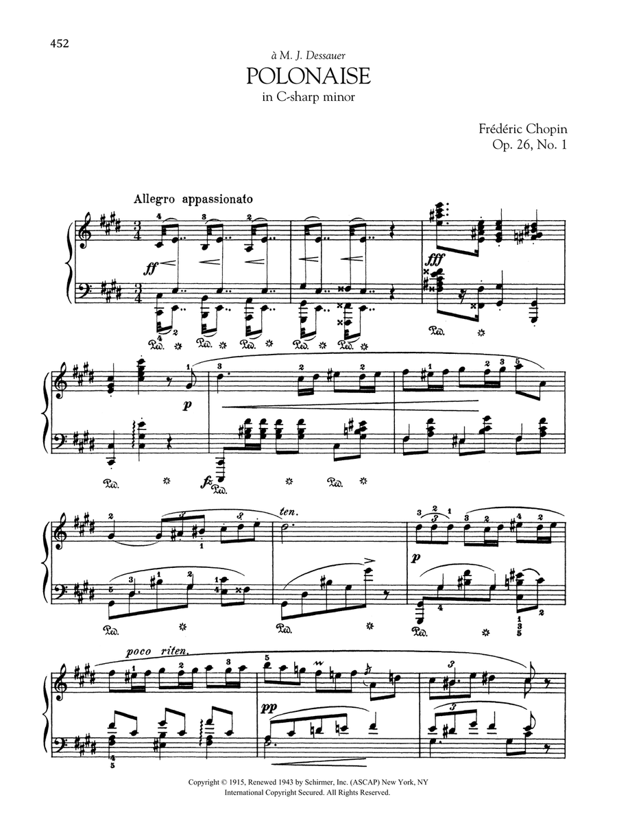 Polonaise in C-sharp minor, Op. 26, No. 1 Piano Solo scores gallery preview page 1