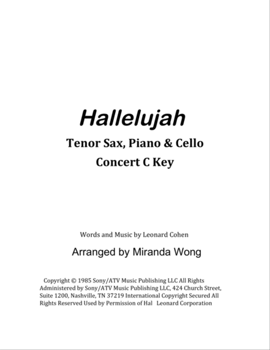 Hallelujah Piano Trio scores gallery preview page 1