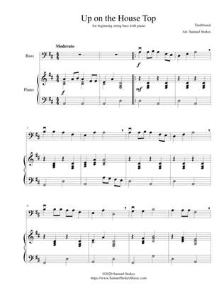 Up on the House Top (Up on the Housetop) - for beginning string bass with optional piano accompanime