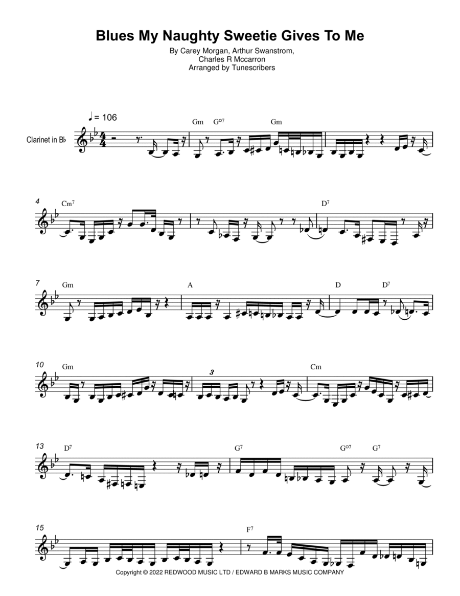 Blues My Naughty Sweetie Gives To Me Clarinet Solo scores gallery preview page 1