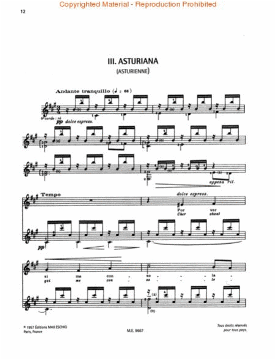 Siete Canciones Populares Españolas/Seven Spanish Folksongs Classical Guitar scores gallery preview page 3