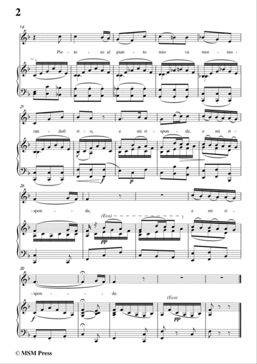 Gluck-Piango il mio ben così,from 'Orfeo ed Euridice',in F Major,for Voice and Piano Voice Solo scores gallery preview page 4