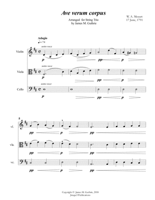Mozart: Ave Verum Corpus for String Trio