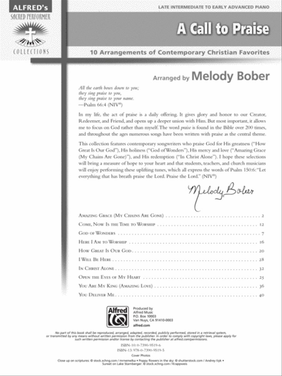 A Call to Praise Piano Solo scores gallery preview page 2