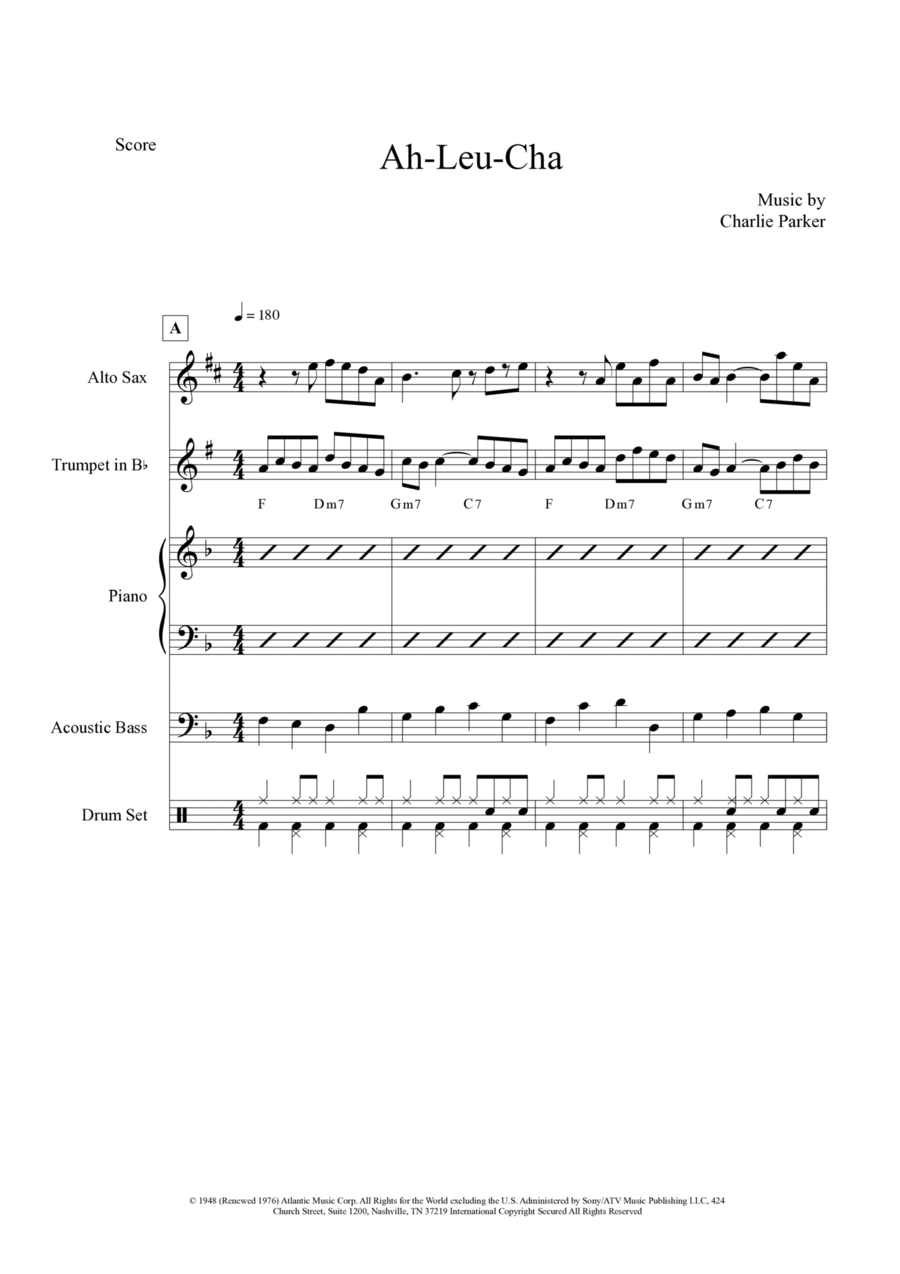 Ah-leu-cha Jazz Ensemble scores gallery preview page 1