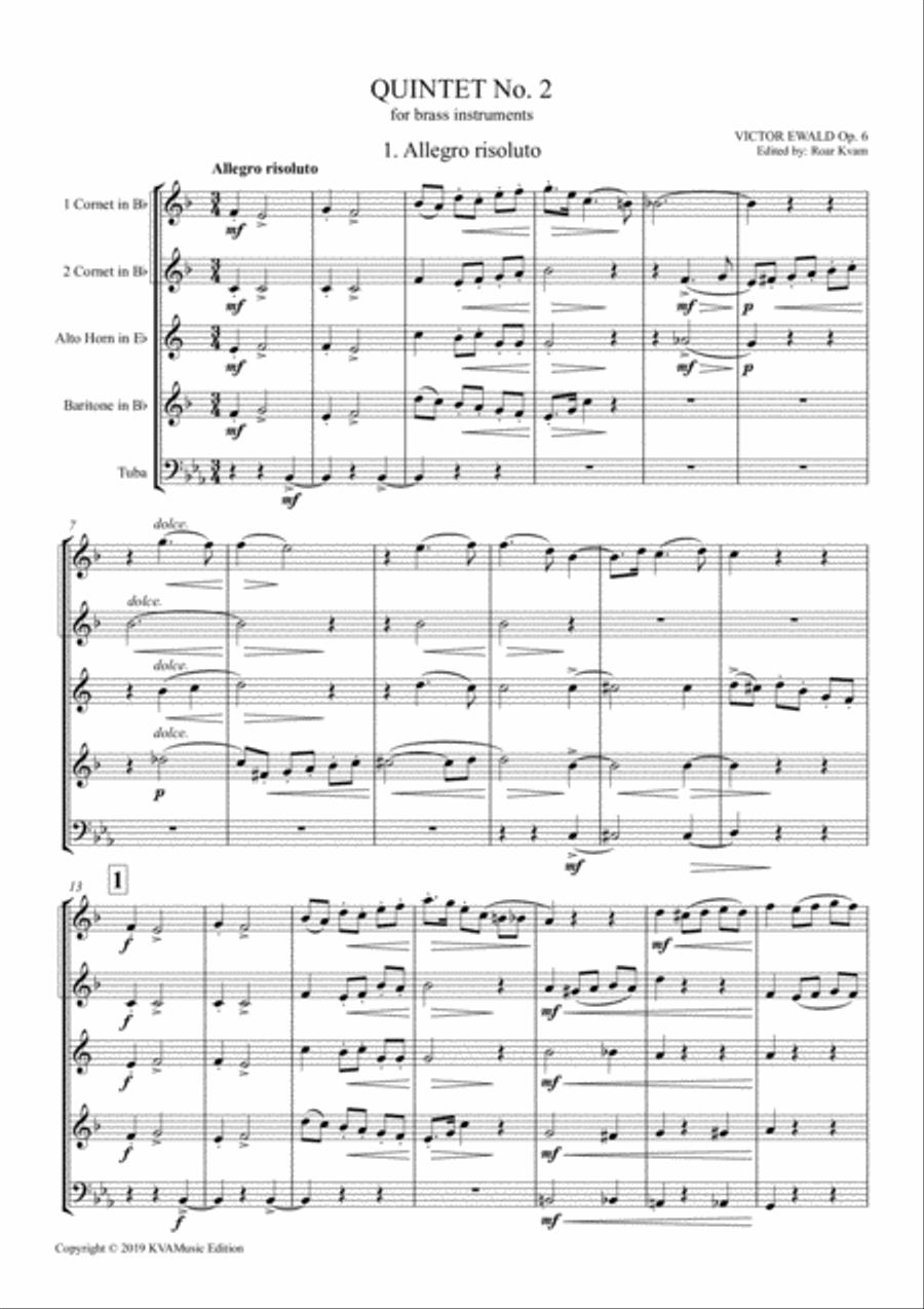 Ewald: Quintet No. 2 for Brass Instruments Brass Ensemble scores gallery preview page 3