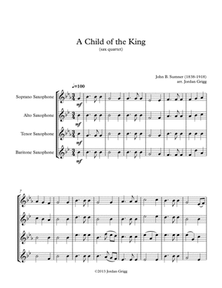 Book cover for A Child of the King (sax quartet)